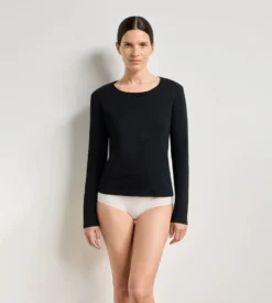 Body manches longues coton gratté noir Thermal