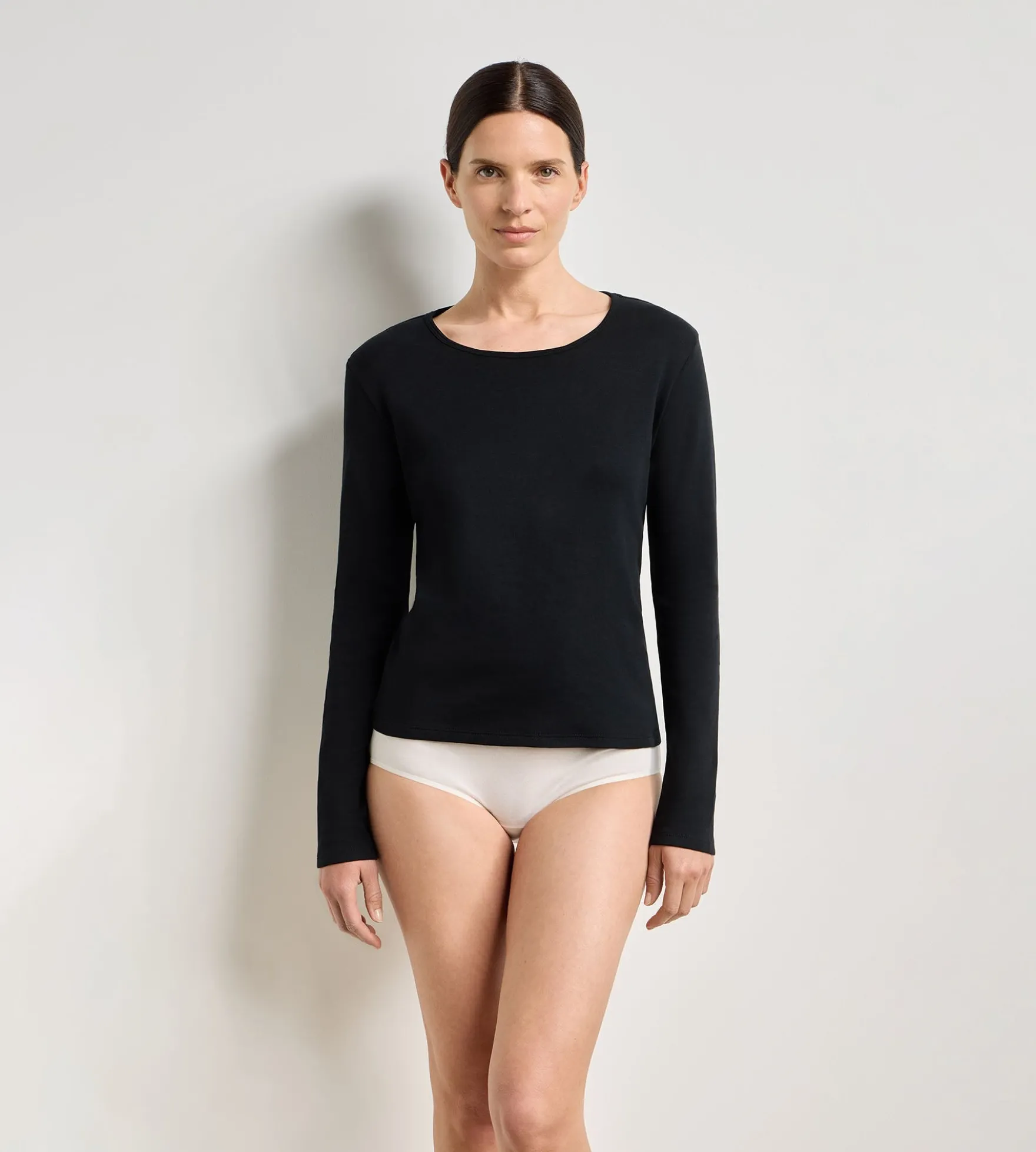 Body manches longues coton gratté noir Thermal