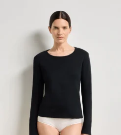 Body manches longues coton gratté noir Thermal
