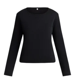 Body manches longues coton gratté noir Thermal