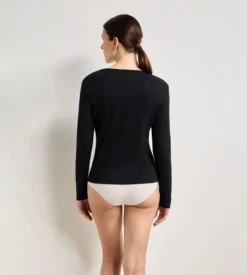 Body manches longues coton gratté noir Thermal