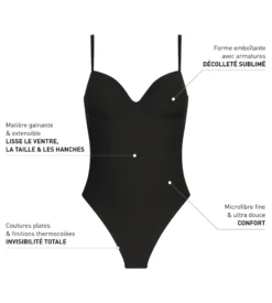 Body string effet sculptant en microfibre Noire Dim Silhouette Invisible