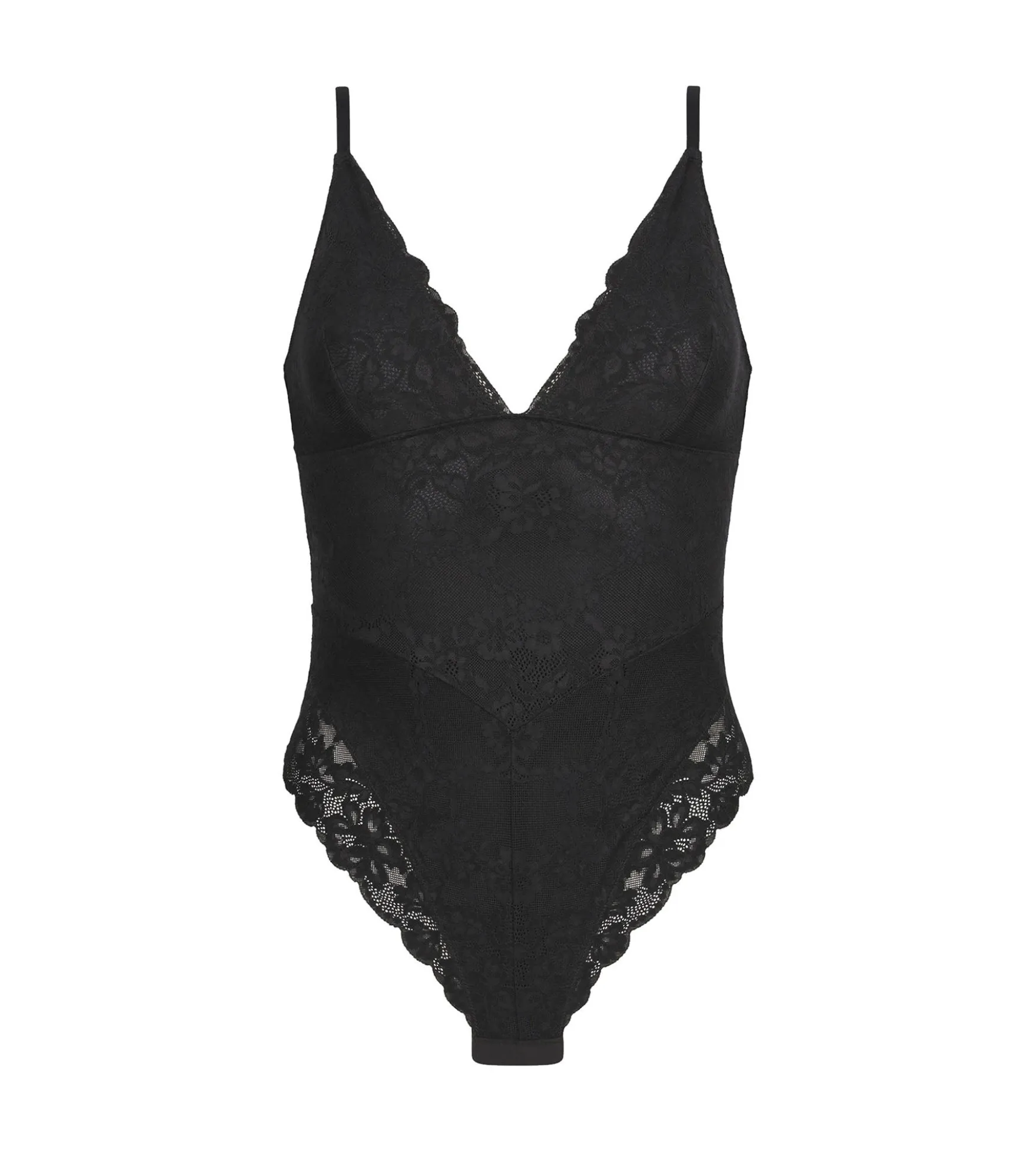 Body string effet sculptant femme en dentelle et microfibre Noir Dim Silhouette Elegance