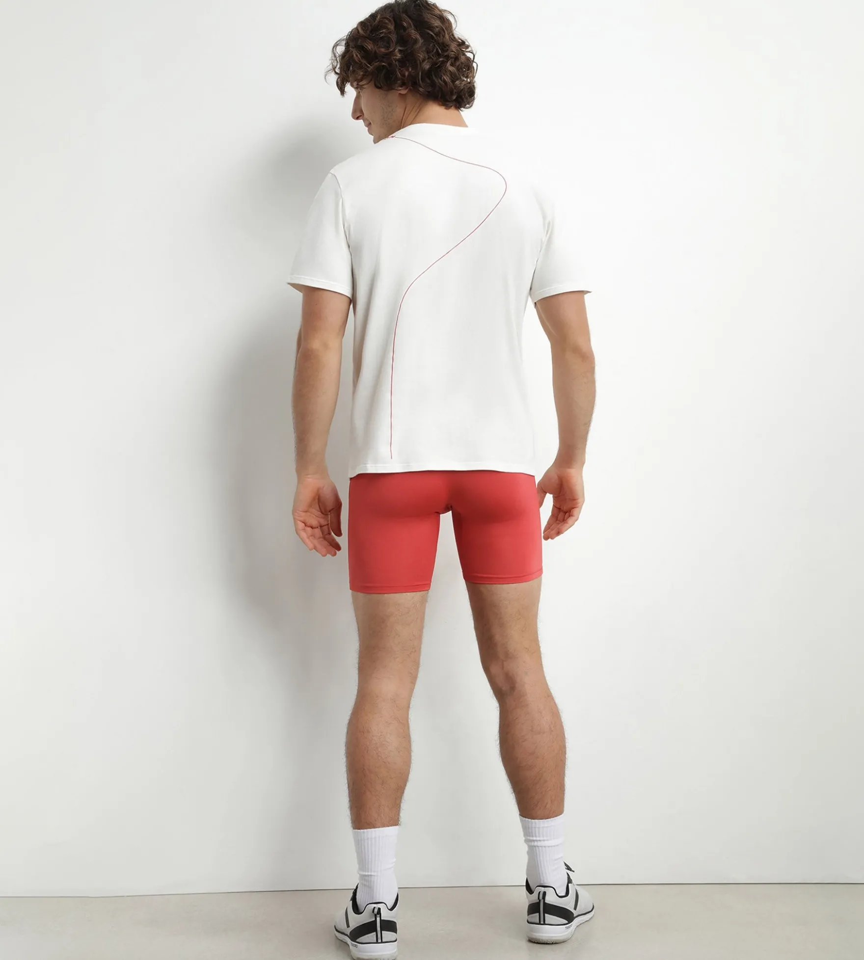 Boxer de sport long homme en microfibre et mesh Rouge Alerte Dim Move