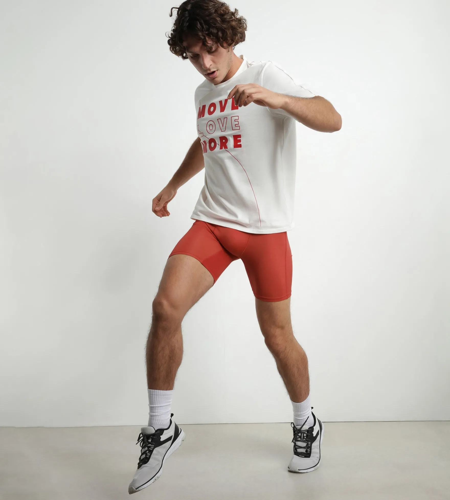 Boxer de sport long homme en microfibre et mesh Rouge Alerte Dim Move