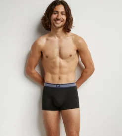 Boxer homme en coton modal à ceinture rayée Noir Dim Smart