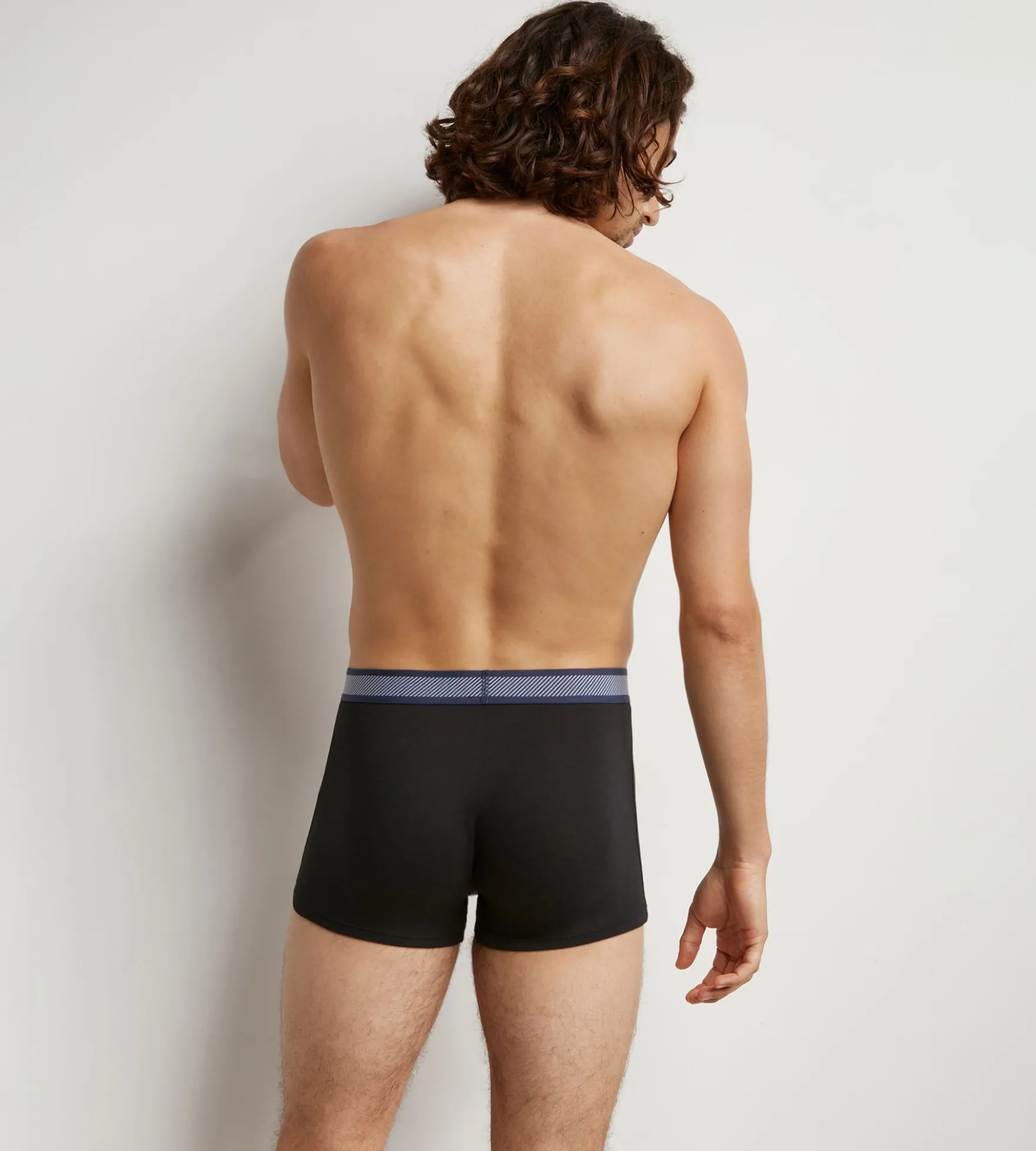 Boxer homme en coton modal à ceinture rayée Noir Dim Smart