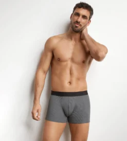 Boxer homme en coton modal côtelé Gris Acier Dim Élégant