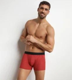 Boxer homme en coton modal côtelé Rouge Dim Élégant