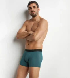 Boxer homme en coton modal piqué Bleu Méditerranée Dim Smart