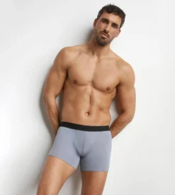 Boxer homme en coton modal piqué Gris Poudre Dim Smart