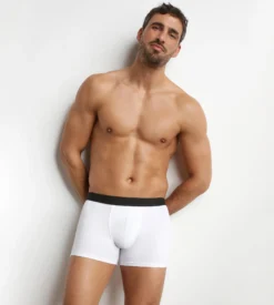 Boxer homme en coton modal piqué Blanc Écru Dim Smart
