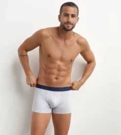 Boxer homme en coton stretch à ceinture contrastée Gris Dim Fancy