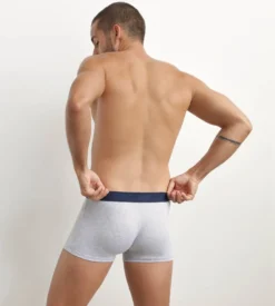 Boxer homme en coton stretch à ceinture contrastée Gris Dim Fancy