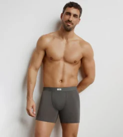 Boxer homme long en coton Gris Foncé Dim Trendy