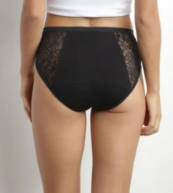 Boxer menstruel coton bio dentelle Noir flux très abondant Dim Protect