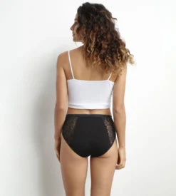 Boxer menstruel coton bio dentelle Noir flux très abondant Dim Protect