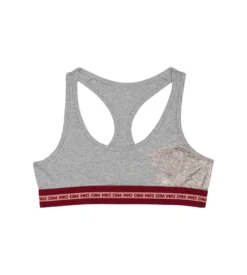 Brassière fille en coton stretch logo métallisé Gris Chiné Dim Sport