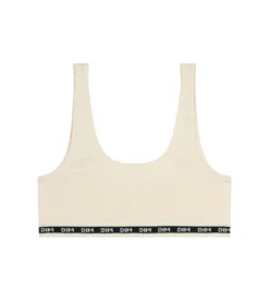 Brassière fille en tissu côtelé Beige Ivoire Dim Icons