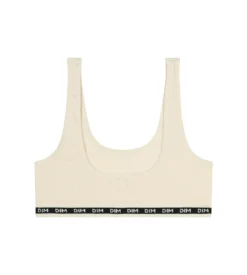 Brassière fille en tissu côtelé Beige Ivoire Dim Icons