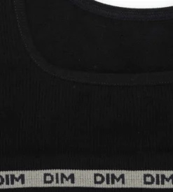 Brassière fille en tissu côtelé Noir Dim Icons