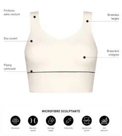 Brassière longue en microfibre sculptante Écru Dim Move