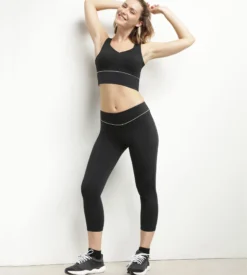 Brassière longue en microfibre sculptante noire Dim Move