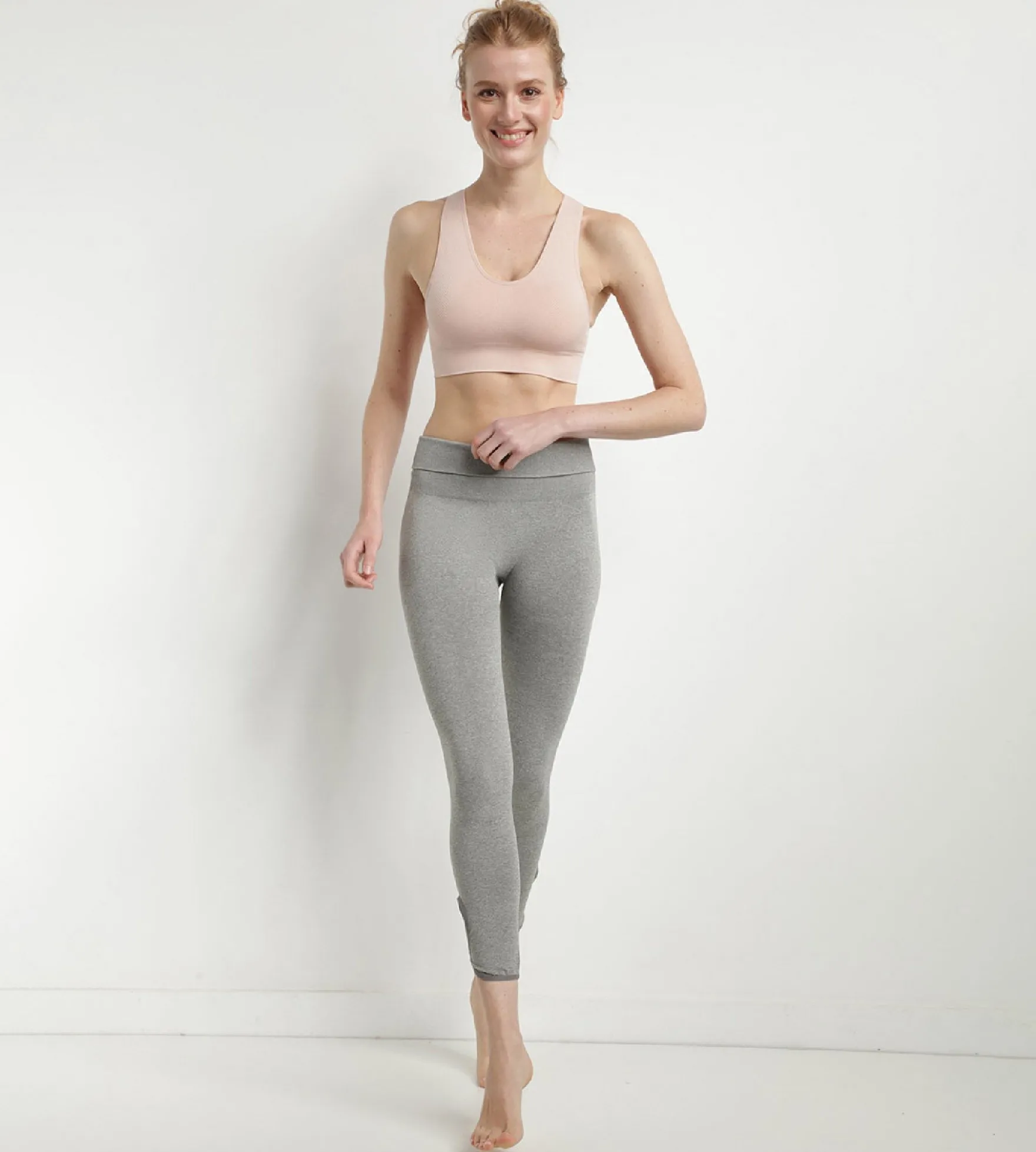 Brassière sans coutures rose amande chiné Dim Sport