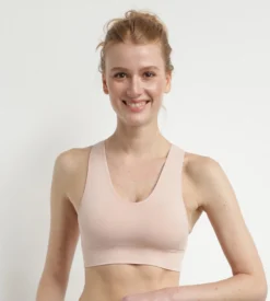 Brassière sans coutures rose amande chiné Dim Sport