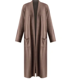 Cardigan long jersey fin marron foncé DIM x Ines de la Fressange