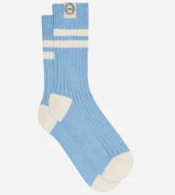 Chaussettes côtelées coton bleu lagon DIM x Ines de la Fressange