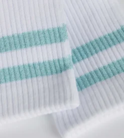 Chaussettes en coton côtelé Blanc et lurex Bleu Dim Mode