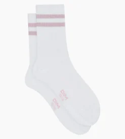 Chaussettes en coton côtelé Blanc et lurex Rose Dim Mode