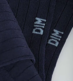 Chaussettes femme côtelées en coton satiné Bleu Dim Mode