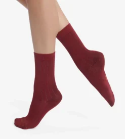 Chaussettes femme côtelées en coton satiné Dahlia Dim Mode