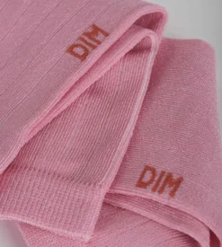 Chaussettes femme côtelées en coton satiné Mauve Dim Mode