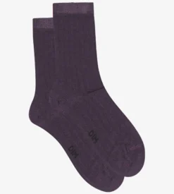 Chaussettes femme côtelées en coton satiné Violet Dim Mode
