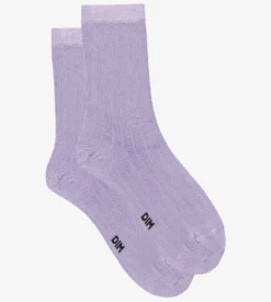 Chaussettes femme à côtes plates en coton satiné Lila Dim Mode