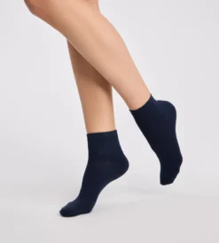 Chaussettes femme lot de 2 paires marine et gris