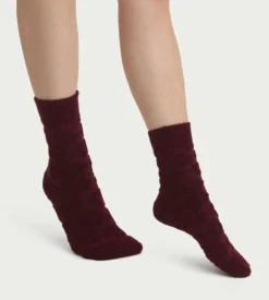 Chaussettes femme éponge figue à fleurs Dim Mode