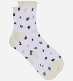 Chaussettes femme transparentes imprimé bleu Socks Petal