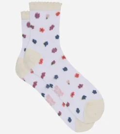Chaussettes femme transparentes fleuries rose Socks Petal