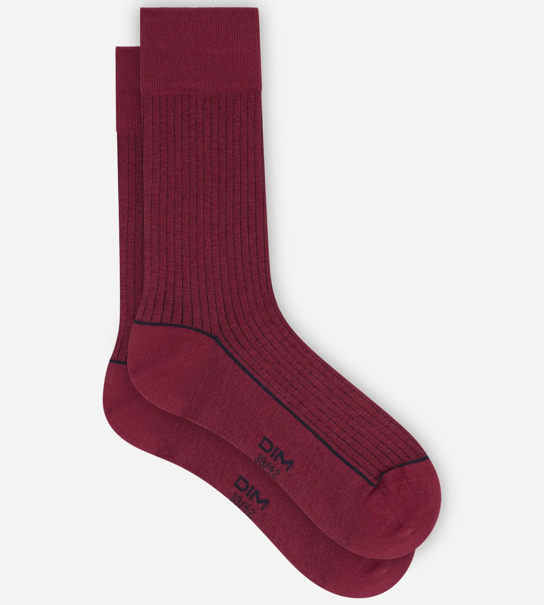 Chaussettes homme côtelées coton rouge sangria La Mode