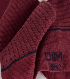 Chaussettes homme côtelées coton rouge sangria La Mode
