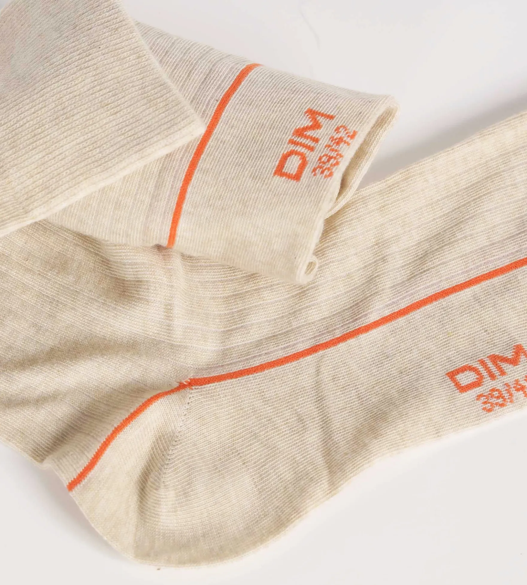 Chaussettes homme en coton côtelé Beige à liseré coloré Dim Mode