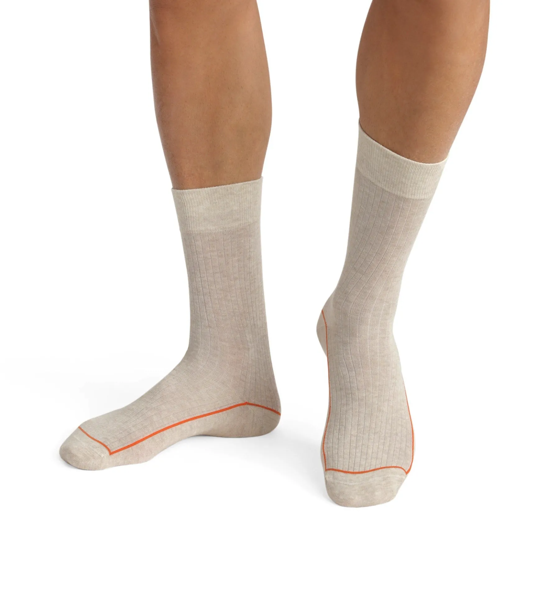 Chaussettes homme en coton côtelé Beige à liseré coloré Dim Mode