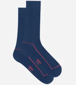 Chaussettes homme en coton côtelé Bleu à liseré coloré Dim Mode