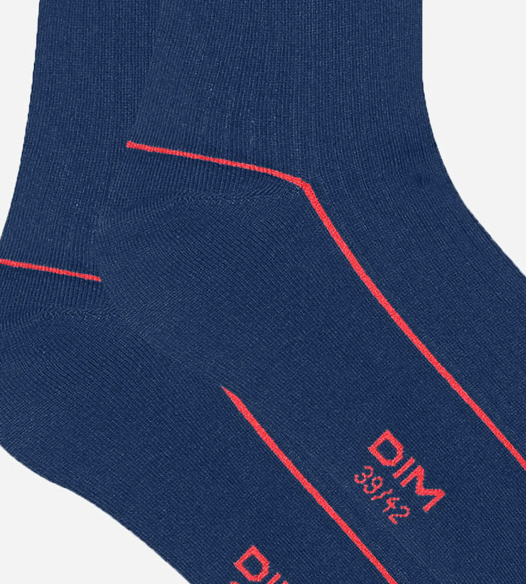 Chaussettes homme en coton côtelé Bleu à liseré coloré Dim Mode