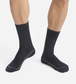 Chaussettes homme en coton côtelé Bleu Minuit à liseré coloré Dim Mode