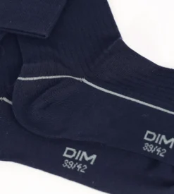 Chaussettes homme en coton côtelé Bleu Minuit à liseré coloré Dim Mode